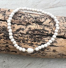 filigranes Boho Ethno Perlen Armband synthetischer Türkis, Süsswasserperle 19cm