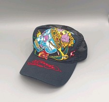 Ed Hardy by Christian Audigier Cap Schwarz Blau Gelb Pink Retro  