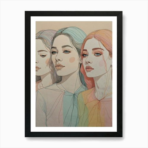Drei mädchen kunstdruck - drei,