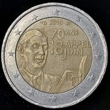 Frankreich, 2 Euro, 70 Jahre General De Gaulle's Appells 18 Juin (1940-2010)