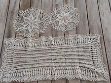 3 Häkeldeckchen gehäkelte Deckchen rund rechteckig Handarbeit