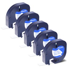 5 PK Black on White Plastic