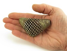 Ethnographische Antik: Alte Ashanti Baule "Lost Wax" Messing Tafel Brustperle