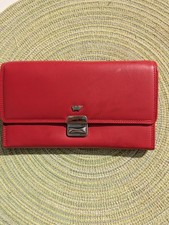 Kellnergeldbörse Braun Büffel  echt Leder  rot Damen