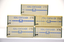 Seecontainer 1:87 H0, 20 Fuss Container 5x Ladegut für Eisenbahn, weiss  -Set F