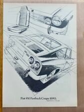 Fiat 850 Fastback Sport Coupe Oldtimer Original 1969 Vintage Print Ad Werbung