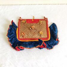 19c Vintage Handgewebt Multicolor Stoff Hand- Ventilator Alt Sammler HF5