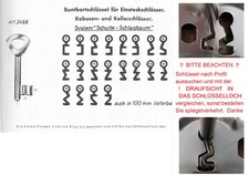 BUNTBARTSCHLÜSSEL  Nr. 1-20 ZIMMERTÜR EINSTECKSCHLOß SCHLÜSSEL LÄNGE 65mm &100mm