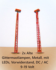 2x  Bahnhofslampe mit LED Metall Gittermast Spur H0 Leuchten