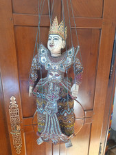 Burmesische Marionetten Puppe, antik, ca. 63 cm groß ist die Puppe, Gesamtgröße