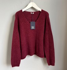 Pullover Bordeaux V- Ausschnitt Damen Gr. 36 38 40 42 S M L XL Alpaka Italy