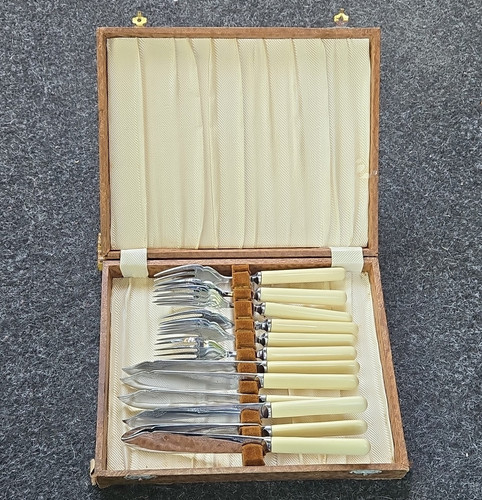 Antikes fischbesteck für - antikes, 6
