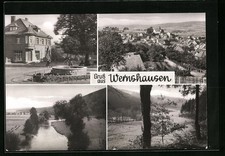 Ansichtskarte Wernshausen, Flusspartie und Gesamtansicht 