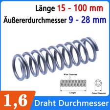 Druckfeder 1,6 mm Drahtdurchmesser Federstahl Kleine Feder / Spiralfeder