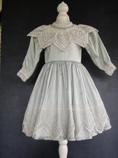 Kleid aus Seide Blau für Puppe Antik Oder Modern 73 CM - jumeau Steiner Bru Avq