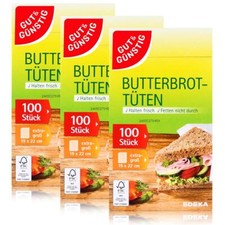 Gut & Günstig Butterbrottüten Butterbrotpapier 100stk. (3er Pack)