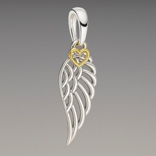 Engelsflügel Feder Anhänger für Bettelarmbänder oder Halskette - 925 Sterling Silber