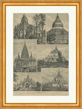 Birmanische Tempel Mahabodi Pagode Ruine Tapen Tempel Myanmar Holzstich E 25503