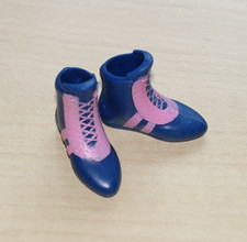 Stiefel Schuhe für Barbie ca. 3 cm blau rosa Boxing Style Boots Barbiepuppen