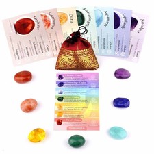 7 Chakren Set Handschmeichler Chakra Trommelsteine Ø ca. 30 mm Geschenksäckchen