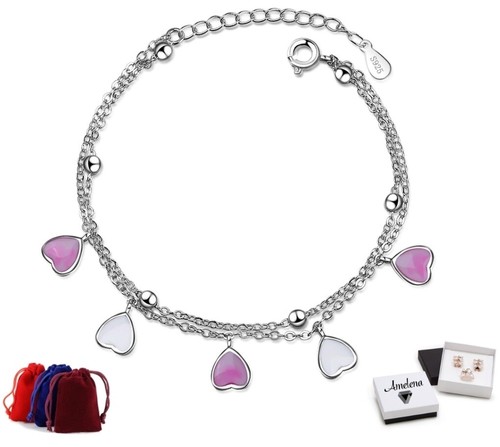 Heart pink white - ball, bracelet