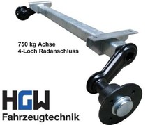 750 kg Achse für Anhänger - AM: 1100 mm - AS: 4*100 - ungebremste Laufachse