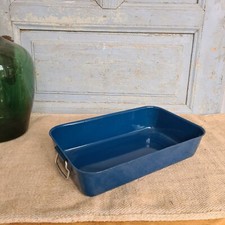 B7214 Schöne alte Emaille Bratreine | Bräter | Bratenpfanne | Email | BLAU