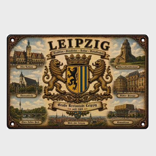 Blechschild leipzig wappen - blechschild,