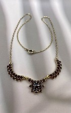 Vintage Granatschmuck Collier Kette Choker 900 Silber Granat Steine Schmuck