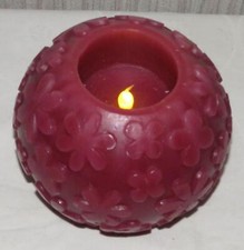 Echtwachs LED-Kerze mit Blumen-Struktur * rot * 15 cm groß * Neu * QVC