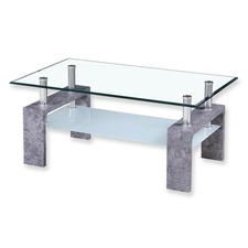 Couchtisch - Beton - Glas - 100 cm breit Sofatisch Wohnzimmertisch Beistelltisch