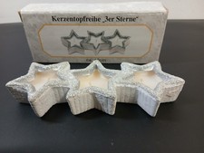 Kerzentopfreihe 3 Sterne weiß mit Glitzerrand Länge ca. 16 cm