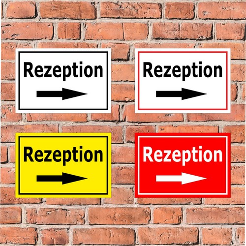 Schild rezeption pfeil - rezeption,