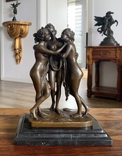 Bronzefigur 3 Grazien Mythologie Skulptur Figur Statue Bronze Antik Stil Kunst