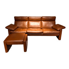 Erpo Sofa Manhattan 250 Leder Sierra Antik 001 Braun Gestell Stahl 