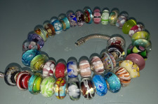 40 Glas european Beads  Grossloch Perlen Konvolut Luxus