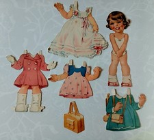 Wunderschöne uralte Anziehpuppe Pappe H 22 cm