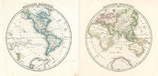Weltkarte Original Lithografie
