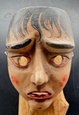 ⚜️Alte seltene Fasnacht Wandmaske Miniatur Holzmaske " Schön Maske " 9,5 x7cm ⚜️