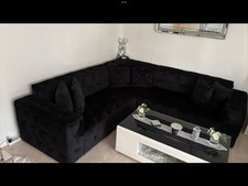 Polster Ecksofa Eck Couch Polsterecke Samtstoff Sofa MENORCA L Form kurz Modern