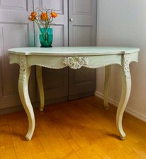 ANTIKER CHIPPENDALE TISCH HOLZ OVAL         IM SHABBY CHIC LOOK -   SEHR STABIL 