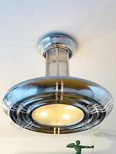 riesige Petitot Kino - Lampe Lüster Bauhaus Deckenlampe 1940 Streamline lustre