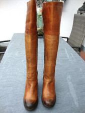 Goldmud Overknee Stiefel cognac braun Leder Gr. 37