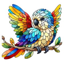 3x Sticker Papagei Buntglas