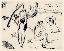 Hans Purrmann - Drei badende Frauen - Radierung 1920
