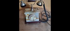 Vintage Telefon Onyx-Marmor-Messing-Holz