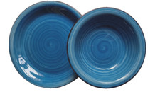 Tafelservice Steinzeug dunkel blau Bel Tempo 6 Teller 6 Suppenteller Vintage