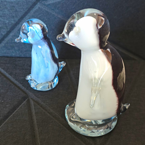 2er set glas - glas, pinguin