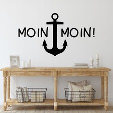 Wandtattoo Moin Moin Wandspruch für Flur Wandsticker mit Anker Aufkleber Maritim