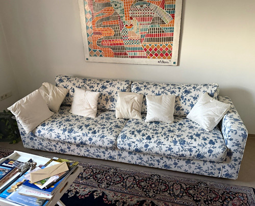 Sofa blau weiß - blau-weiß, mit